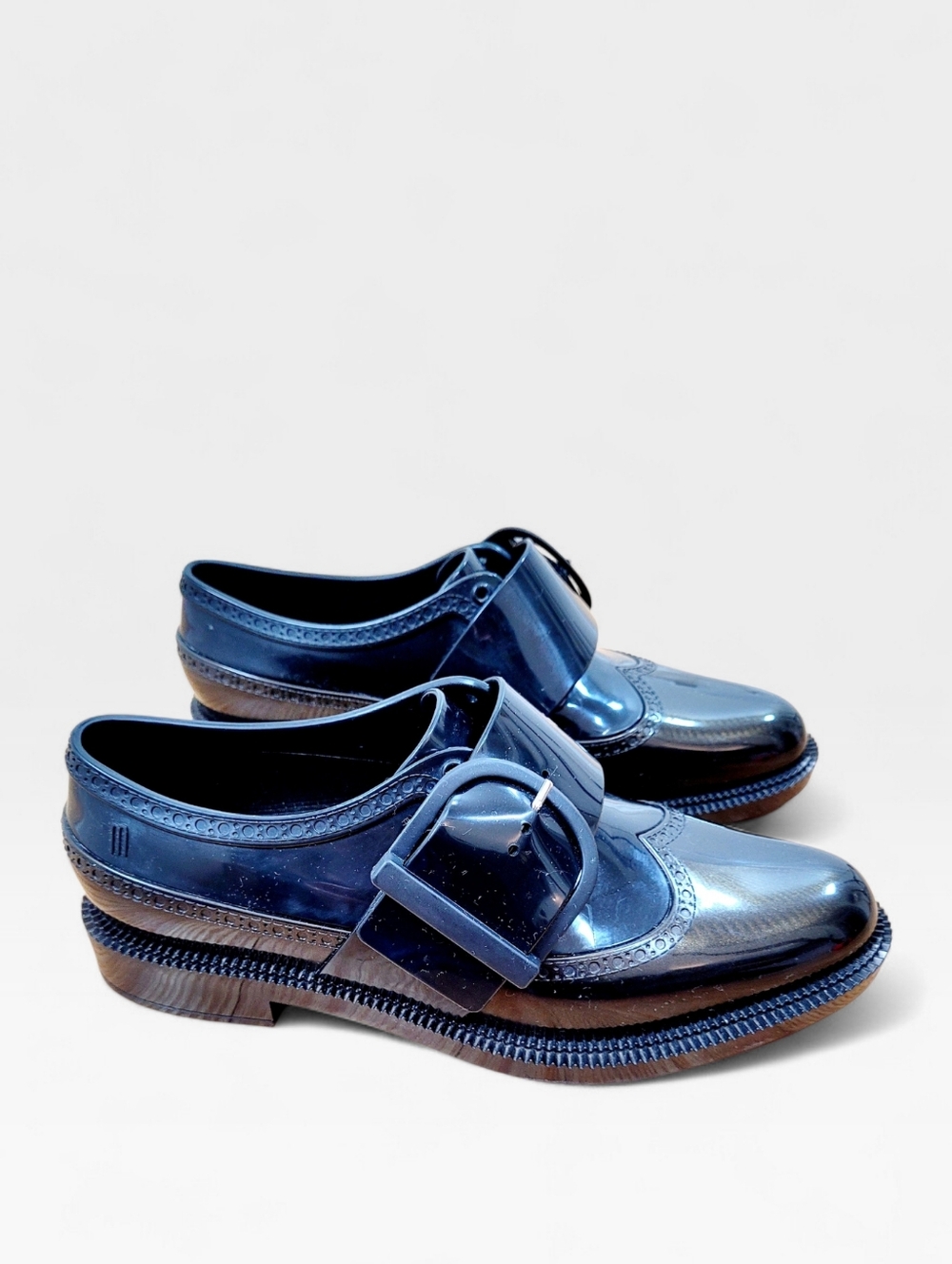 MELISSA Dama Classic Jelly Brogues Loafers Shoes 8 Black Bronze Made In Brazil - Picture 7 of 15